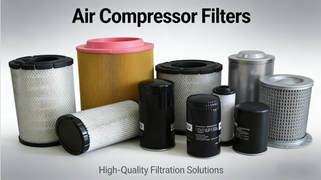 Air compressor filter elements -- air, oil, and oil separator